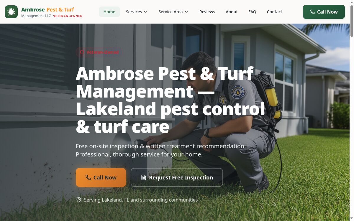 Ambrose Pest & Turf Management website
